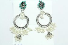 925 sterling Traditional Tribal silver earring with pearl turquoise stones