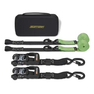 Swift Grip Ratchet Tie Down Strap Kit (2) 1.5" x 8' Heavy Duty Tie-Downs - Green - Picture 1 of 8