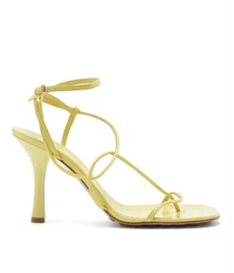 NIB AUTHENTIC BOTTEGA VENETA LINE LEATHER SANDALS HEELS YELLOW 39 - Picture 1 of 8