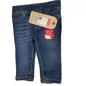 Levis Pull On Denim Jeggings Baby Girls Size 3M Blue Stretch Jeans Flex - Picture 1 of 9