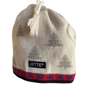 Jytte Wool Knit Ski Hat Cap Beanie Toque Made In USA Tassle Tree Pattern Holiday - Picture 1 of 7
