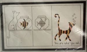 Cat Silly Snobs Gallery YOU ARE WHAT YOU EAT Cross Stitch Pattern Holly Gordon - Picture 1 of 7