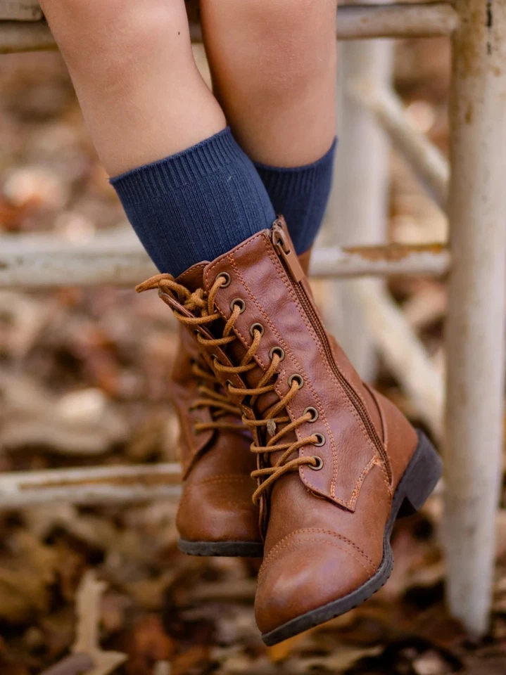 Nuevos botines al tobillo para mujer con cordones de combate militar moto tacón bloque punta redonda Foto 1 de 1