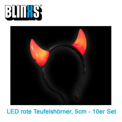 10 Stück BLINXS LED Junior Haarreifen / Haarreif roteTeufelshörner (5cm)