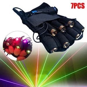 7LED RGB Laser Finger Gloves DJ Disco Dancer Stage Party Lighting Flash Glove - Picture 1 of 12