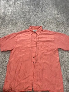 Jonathan Martin Top Womens Large Salon Pink Silk Sophisticates Button Up Shirt - Picture 1 of 8