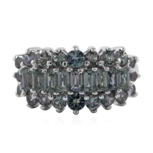 SIMPLY GORGEOUS!! 2.60ctw Green Sapphire Ring Platinum Plated Sterling Size 9 - Picture 1 of 5
