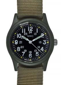 MWC Olive 1970s Vietnam War Pattern Military Watch on a Khaki Webbing Strap - Picture 1 of 7