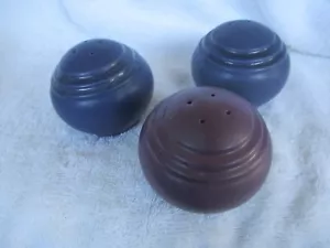 (3) Pfaltzgraff Salt & Pepper Stoneware Shakers ~Globe/Ball ~ Dark Blue & Purple - Picture 1 of 1