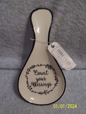 Ceramic Spoon Rest " COUNT YOUR BLESSINGS " 5" X 10" New o Box Or Tag