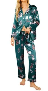 Ekouaer Silk Satin Pajamas Women's Long Sleeve Sleepwear Soft Button Down Pj  - Picture 1 of 5