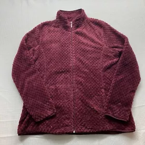 IB Diffusion Women’s Large Sherpa Jacket Cozy Fleece Full Zip Red Warm Coat - Picture 1 of 8