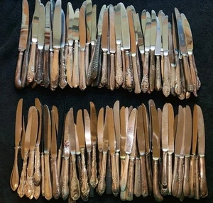 100 Piatti Argento COLTELLO DA PRANZO Piatto Argento Posate Argenteria per Artigianato - Foto 1 di 8