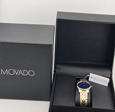 Precio de venta sugerido por el fabricante $995 | Reloj suizo para mujer Movado Museum clásico esfera azul sin circular - 0607268 Foto 1 de 4
