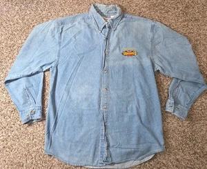 Vintage NFL Minnesota Vikings Denim Shirt Long Sleeve Pro Elite L-XL Early 90's - Picture 1 of 9