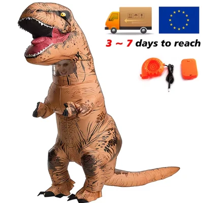 T-Rex Inflatable Dinosaur Costume Adult Kids Tyrannosaurus Fancy Dress Blow Up S