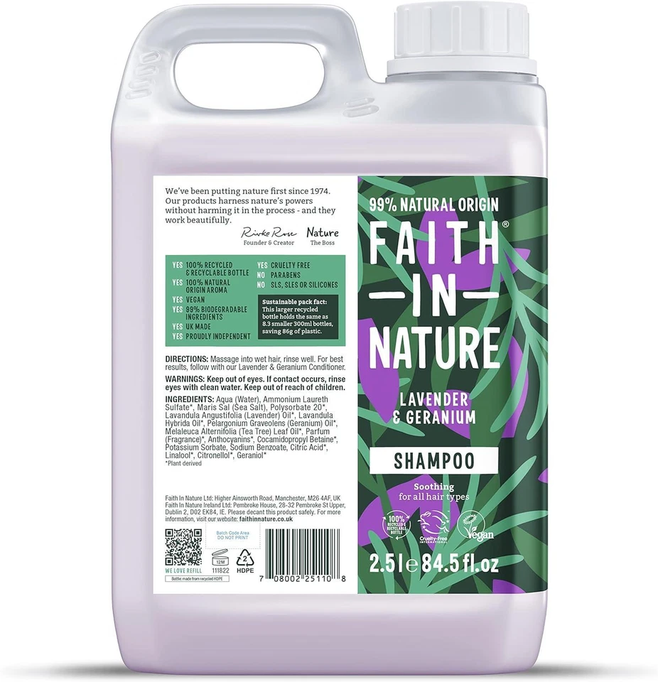 Faith in Nature Lavender & Geranium Shampoo - 2.5L - Image 1 of 1