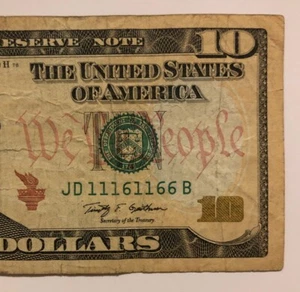 2009 2 $10 FRN Binary S# JD 11161166 B - Picture 1 of 3