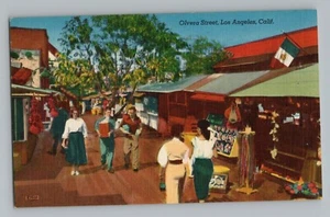 Los Angeles California CA Olvera Street Linen Postcard 1930-45 - Picture 1 of 2