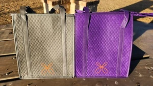 2pcs Insulated Grocery ECO-FRIENDLY Reusable Grocery Bag - 1 Gray & 1 Purple - Picture 1 of 8