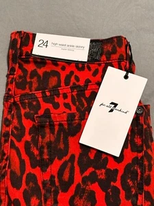 NWT - 7 For All Mankind High Waist Ankle Skinny Jeans -Red Cheetah Size 24 - Picture 1 of 8