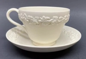 Wedgwood Queensware Embossed Cream on Cream Cup & Saucer Grape Vine - Picture 1 of 10