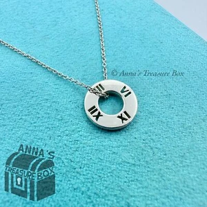 Tiffany & Co. 925 Silber Atlas Ausschnitt runder Kreis 16 Zoll Halskette (bx, pch, rbbn) - Bild 1 von 6