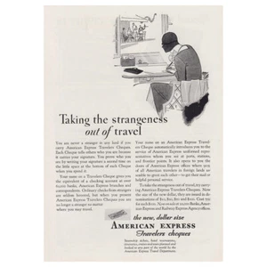 1930 American Express: Taking the Strangeness out of Travel Vintage Print Ad - Picture 1 of 1