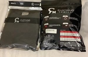 9M Clothing Company Men Base Layer Black Ultra Soft Thermal Fleece 2 Sets Size L - Picture 1 of 11