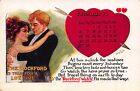 The Rockford Watch Valentines Day Advertisement Calendar Postcard York PA