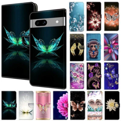 Painted Flip Leather Wallet Phone Case For Google Pixel 5A 5 XL 6 6A 7A 8 Pro 9 - Image 1 of 4