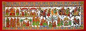 Rajasthan Phad Painting Hand Print Miniature Wall Hanging Tapestry home decor - Picture 1 of 5