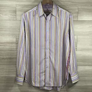 Robert Graham Hemd Herren XL Knopfleiste gestreift bunt Flip Manschette Muster Kunst gebraucht, in einwandfreiem Zustand - Bild 1 von 13