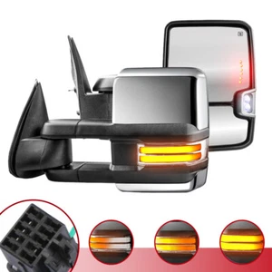 Espejos retrovisores de remolque con señal LED cromados térmicos para 03-06 Chevy Tahoe GMC Yukon XL - Imagen 1 de 12