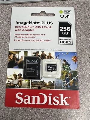 SanDisk SDSQUB3-256G-AWCKA 256GB ImageMate Plus microSDXC UHS-1 Card New Sealed - Image 1 of 4