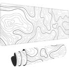 Large Gaming Mouse Pad with Stitched Edges, Minimalist Topographic Map Desk Mat