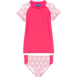 CABANA LIFE Little Girl 5 Exclusive Pink Short Sleeve Rashguard Set UPF 50+ NWT - Picture 1 of 2