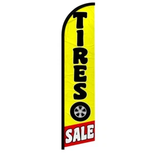 Tires Sale (RD/YW) Windless Full Sleeve Advertising Tires Shop Banner Flag - Picture 1 of 7