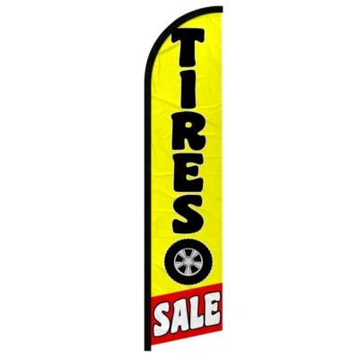 Tires Sale (RD/YW) Windless Full Sleeve Advertising Tires Auto Banner Flag - Image 1 of 4