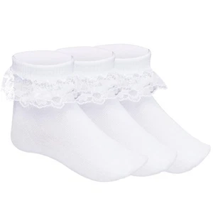 Pistha 3 Pairs Girls Ruffle Socks White Ruffled Lace Socks for Girls Toddler ... - Picture 1 of 7