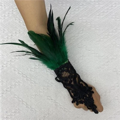 Guante de dedo de pluma de encaje accesorio de disfraz de Halloween ropa de fiesta para adultos Foto 1 de 4