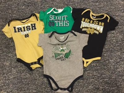 Lot Of 4 Notre Dame Fighting Irish Bodysuits 12 Mos 24 Mos Baby Toddler EUC - Image 1 of 4