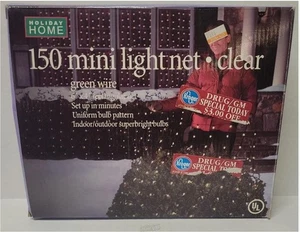 Holiday Home 150 Count Mini Light Net Clear Christmas Lights Easy Setup - Picture 1 of 4