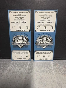 Boleto conmemorativo del día de apertura de los Medias Blancas 2-1991 primer juego comiskey sin rasgar - Imagen 1 de 5
