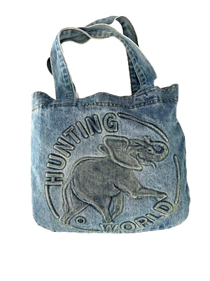 Bolso de Mano HUNTING WORLD Azul Denim Logo Hecho en EE. UU. Foto 1 de 4