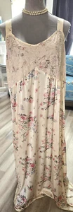Camicia da notte vintage latina moda intima donna 1x pizzo orlo rosa fiori rosa - Foto 1 di 12