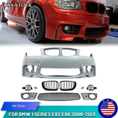 For 2008-13 BMW E82 E88 1 Series 128i 135i 1M Style Front Bumper W/PDC Hole+Fog Foto 1 de 4