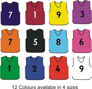 10 MESH BIBS FOOTBALL TRAINING SPORTS BIBS PREMIER LEAGUE NUMBERED (1-10) - Picture 1 of 14