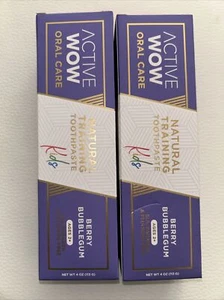 2 Active Wow Kid Natural Training Berry Bubblegum Toothpaste 4ozEa Fluoride Free - Picture 1 of 2