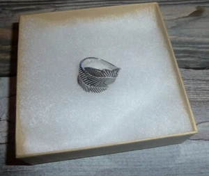 Wrap Feather Fashion Ring Retro Vintage Cocktail Silver Adjustable Size 9 New - Picture 1 of 7
